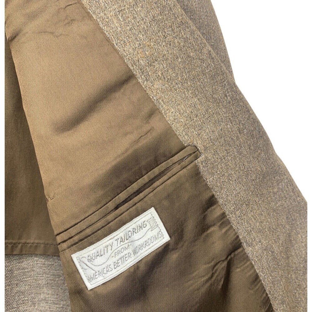 VTG 60s Rittels Western Wear Mens 42L Brown with Leather Trim Sport Coat - Picture 9 of 16